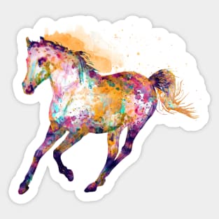 Watercolor Silhouette - Galloping Wild Horse Sticker